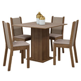 Juego de Comedor Mesa Tapa de Madera 4 Sillas Marrón/Crema/Sintético Beige Briana Madesa