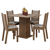 Juego de Comedor Mesa Tapa de Madera 4 Sillas Marrón/Crema/ Hibiscos Briana Madesa