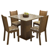 Juego de Comedor Mesa Tapa de Vidrio 4 Sillas Marrón/Crema/Lírio Beige Perla Madesa