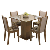 Juego de Comedor Mesa Tapa de Vidrio 4 Sillas Marrón/Crema/Beige Marrón Tifani Madesa