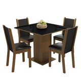Juego de Comedor Mesa Tapa de Vidrio 4 Sillas Marrón/Negro Tifani Madesa