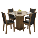 Juego de Comedor Mesa con Tapa de Vidrio 4 Sillas Marrón/Crema/Beige Tifani Madesa