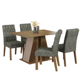 Juego de Comedor Mesa Tapa de Madera 4 Sillas Marrón/Crema/Silver Gisele Madesa