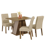 Juego de Comedor Mesa Tapa de Madera 4 Sillas Marrón/Crema/Imperial Gisele Madesa