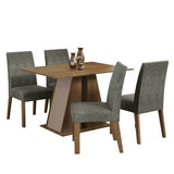 Juego de Comedor Mesa Tapa de Madera 4 Sillas Marrón/Crema/Silver Agnes Madesa