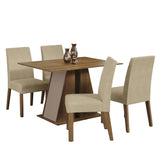 Juego de Comedor Mesa Tapa de Madera 4 Sillas Marrón/Crema/Imperial Agnes Madesa