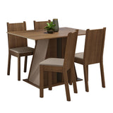 Juego de Comedor Mesa Tapa de Madera 4 Sillas Marrón/Crema/Beige Marilyn Madesa