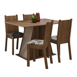 Juego de Comedor Mesa Tapa de Madera 4 Sillas Marrón/Crema/Hibiscos Marilyn Madesa