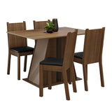 Juego de Comedor Mesa Tapa de Madera 4 Sillas Marrón/Crema/Negro Marilyn Madesa