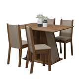 Juego de Comedor Mesa Tapa de Madera 4 Sillas Marrón/Crema/Beige Sophie Madesa