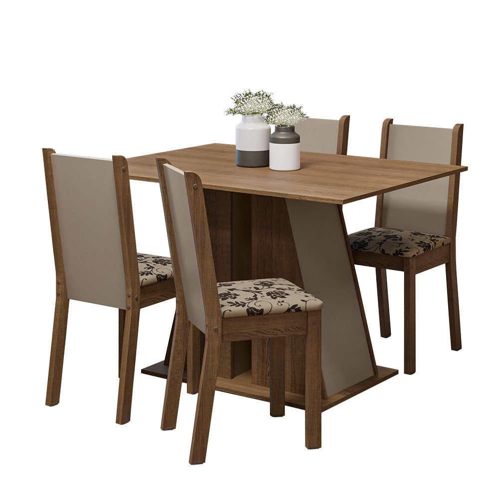 Juego de Comedor Mesa Tapa de Madera 4 Sillas Marrón/Crema/Beige Marrón Sophie Madesa