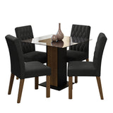 Juego de Comedor Mesa Tapa de Vidrio 4 Sillas Marrón/Negro/Oxford Noemi Madesa