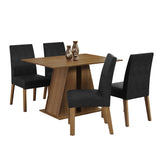 Juego de Comedor Mesa con Tapa de Madera 4 Sillas Marrón/Oxford Agnes Madesa