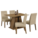 Juego de Comedor Mesa Tapa de Madera 4 Sillas Marrón/Imperial Agnes Madesa