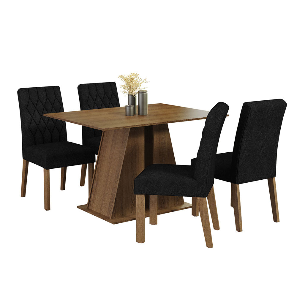 Juego de Comedor Mesa Tapa de Madera 4 Sillas Marrón/Oxford Gisele Madesa