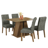 Juego de Comedor Mesa Tapa de Madera 4 Sillas Marrón/Silver Gisele Madesa