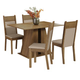 Juego de Comedor Mesa Tapa de Madera 4 Sillas Marrón/Beige Angel Madesa