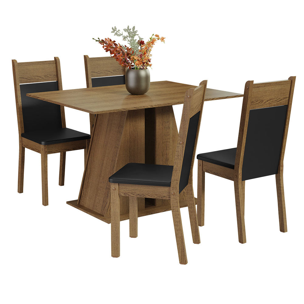 Juego de Comedor Mesa Tapa de Madera 4 Sillas Marrón/Negro Angel Madesa