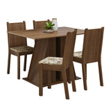 Juego de Comedor Mesa Tapa de Madera 4 Sillas Marrón/Lírio Beige Marilyn Madesa