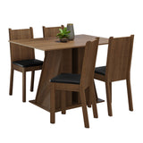 Juego de Comedor Mesa Tapa de Madera 4 Sillas Marrón/Negro Marilyn Madesa