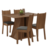 Juego de Comedor Mesada de Madera 4 Sillas Marilyn Marrón/Silver