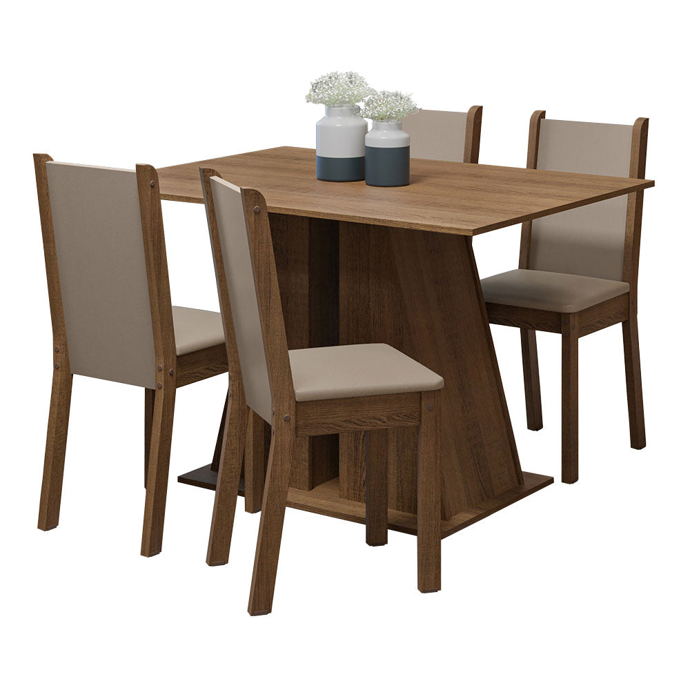 Juego de Comedor Mesa Tapa de Madera 4 Sillas Marrón/Beige Sophie Madesa