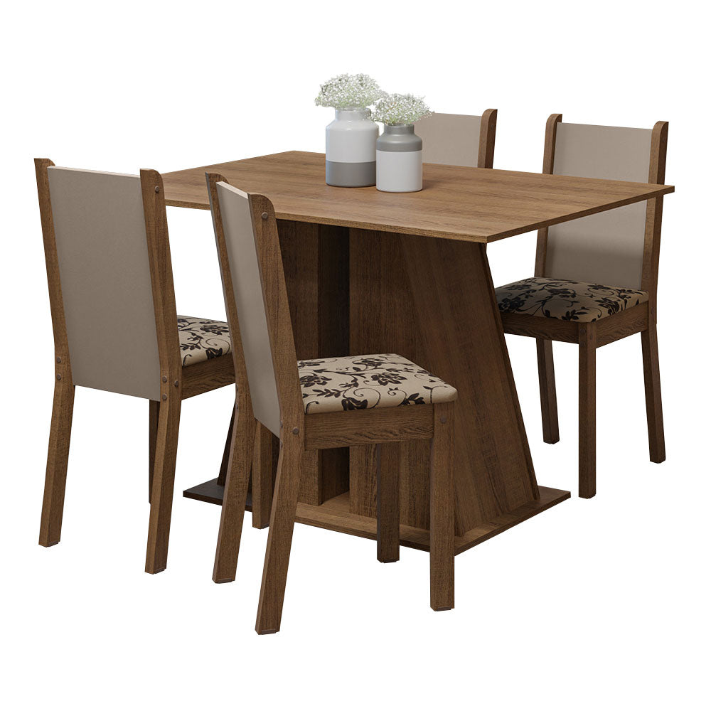 Juego de Comedor Mesa Tapa de Madera 4 Sillas Marrón/Beige Marrón Sophie Madesa