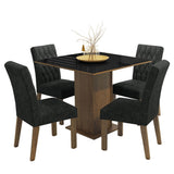 Juego de Comedor Mesa Tapa de Vidrio 4 Sillas Marrón/Negro/Oxford Anaju Madesa