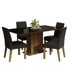 Juego de Comedor Avril Mesa Rectangular Tapa de Vidrio con 4 Sillas Oxford 03 Marrón/Negro Madesa