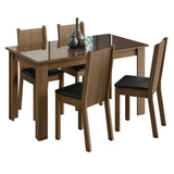 Juego de Comedor Mesa Tapa de Vidrio 4 Sillas Marrón/Sintético Negro Kiara Madesa