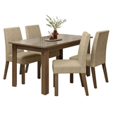 Juego de Comedor Ravena Mesa Tapa de Vidrio 4 Sillas Marrón/Crema/Suede Imperial Madesa