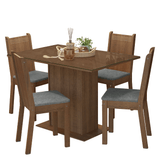 Juego de Comedor Mesada de Vidrio 4 Sillas Camélia Marrón/Silver