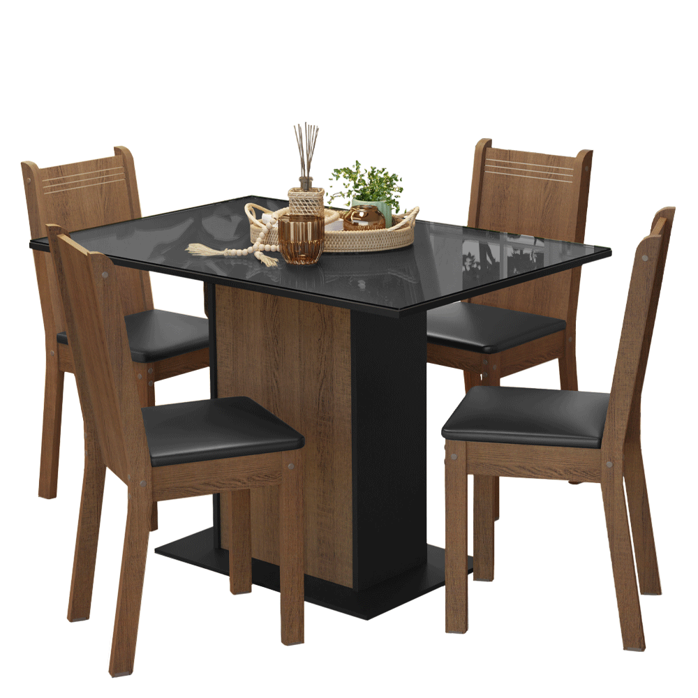 Juego de Comedor con Mesa y 4 Sillas Madesa Camélia MN 01