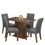 Juego de Comedor con Vidrio Sobrepuesto 4 Sillas Marrón/Silver Reale Madesa