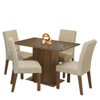 Juego de Comedor con Vidrio Sobrepuesto 4 Sillas Marrón/Imperial Reale Madesa