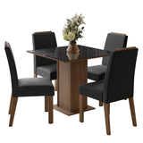 Juego de Comedor Mesada de Vidrio 4 Sillas Sines Marrón/Negro/Oxford