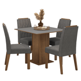 Juego de Comedor Mesada de Madera 4 Sillas Cannes Marrón/Gris/Silver