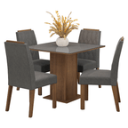 Juego de Comedor con Vidrio Sobrepuesto 4 Sillas Marrón/Gris/Silver Capri Madesa