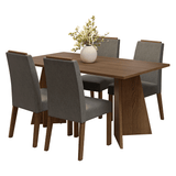 Juego de Comedor Mesada de Madera 4 Sillas Évora Marrón/Silver