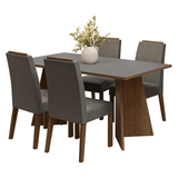 Juego de Comedor Mesada de Madera 4 Sillas Évora Marrón/Gris/Silver