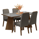 Juego de Comedor Mesada de Vidrio 4 Sillas Braga Marrón/Gris/Silver