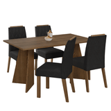 Juego de Comedor Mesada de Madera 4 Sillas Tulum Marrón/Oxford