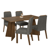Juego de Comedor Mesada de Madera 4 Sillas Tulum Marrón/Silver