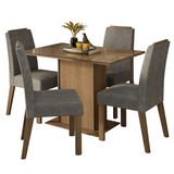 Juego de Comedor Tapa de Vidrio 4 Sillas Marrón/Silver Jasmin Madesa