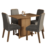 Juego de Comedor Tapa de Madera 4 Sillas Marrón/Silver Acácia Madesa