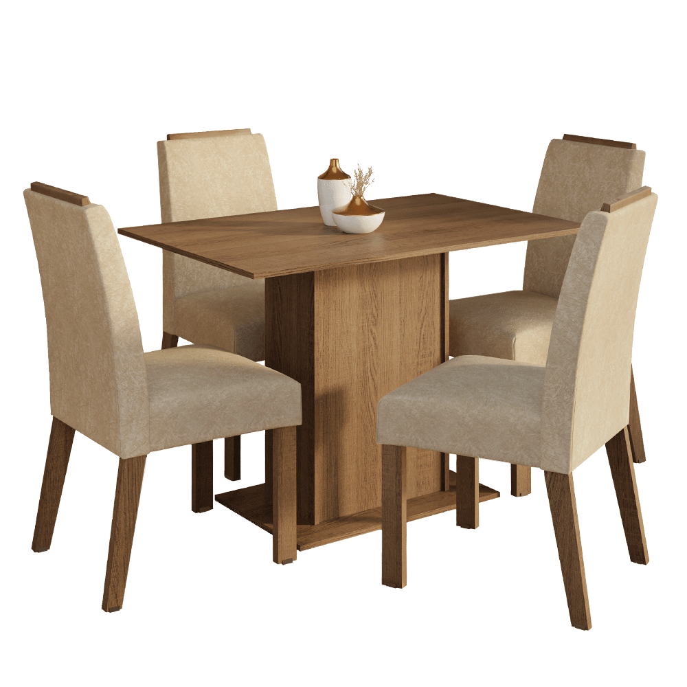 Juego de Comedor Tapa de Madera 4 Sillas Marrón/Imperial Acácia Madesa
