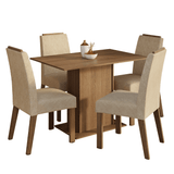 Juego de Comedor Tapa de Madera 4 Sillas Marrón/Imperial Acácia Madesa