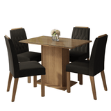 Juego de Comedor Tapa de Vidrio 4 Sillas Marrón/Oxford Pitanga Madesa
