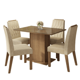 Juego de Comedor Tapa de Vidrio 4 Sillas Marrón/Imperial Pitanga Madesa
