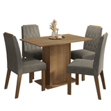Juego de Comedor Tapa de Madera 4 Sillas Marrón/Silver Romã Madesa